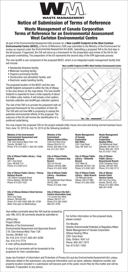 Notice of Submission of Terms of Reference