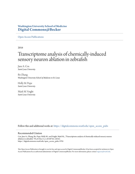 Transcriptome Analysis of Chemically-Induced Sensory Neuron Ablation in Zebrafish Jane A