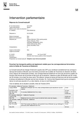 Intervention Parlementaire M