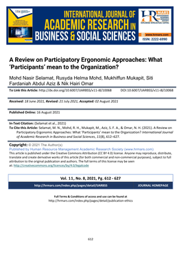 A Review on Participatory Ergonomic Approaches: What 'Participants'