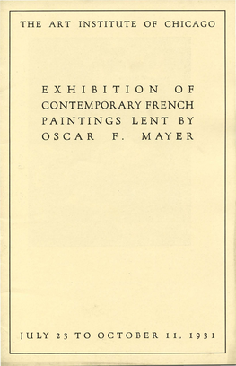 Exhibition of Contemporary French Paintings Lent by Oscar F