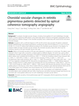 Choroidal Vascular Changes in Retinitis Pigmentosa Patients Detected By