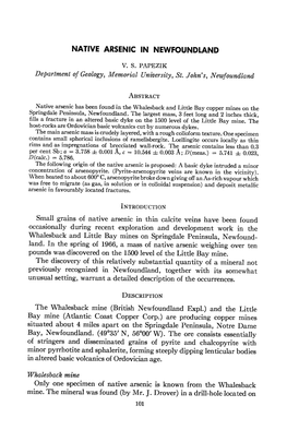 Native Arsenic in Newfoundland