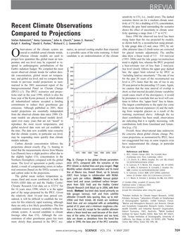 Recent Climate Observations Compared to Projections BREVIA