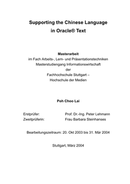 Supporting the Chinese Language in Oracle Text