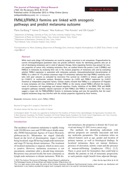 FMNL2/FMNL3 Formins Are Linked with Oncogenic Pathways and Predict Melanoma Outcome