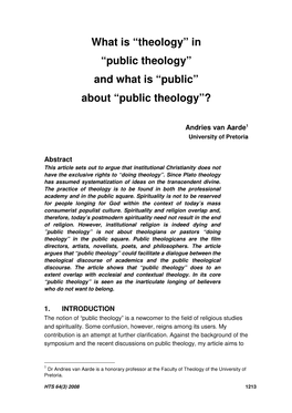 In “Public Theology” and What Is “Public” About “Public Theology”?