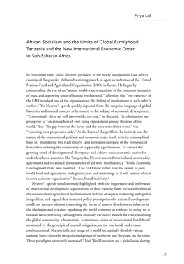 African Socialism and the Limits of Global Familyhood: Tanzania and the New International Economic Order in Sub-Saharan Africa