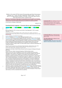 Functional Stroke Symptoms: a Narrative Review and Conceptual Model