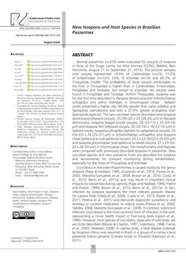 New Isospora and Host Species in Brazilian Passerines