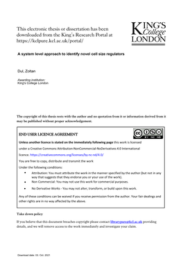 A System Level Approach to Identify Novel Cell Size Regulators [Phd