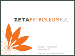 Investor Presentation November 2012