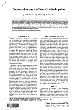 Conservation Status of New Caledonia Palms