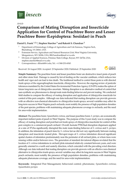 Comparison of Mating Disruption and Insecticide Application for Control of Peachtree Borer and Lesser Peachtree Borer (Lepidoptera: Sesiidae) in Peach