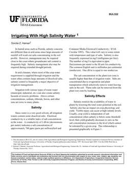 Irrigating with High Salinity Water 1