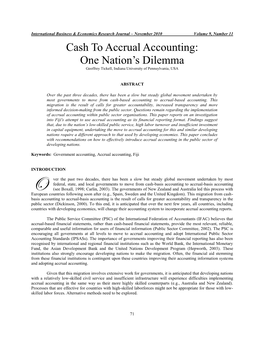 Cash to Accrual Accounting: One Nation's Dilemma