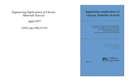 Engineering Implications of Chronic Materials Scarcity