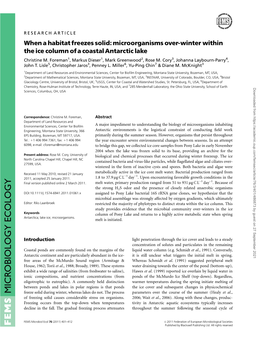 Microorganisms Overwinter Within the Ice Column of a Coastal Antarctic Lake