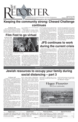 Happy Passover Keeping the Community Strong: Chesed