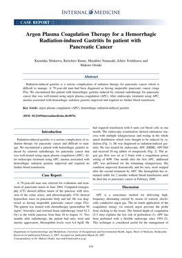 Argon Plasma Coagulation Therapy for a Hemorrhagic Radiation-Induced Gastritis in Patient with Pancreatic Cancer