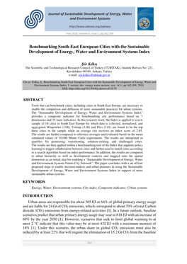 Benchmarking South East European Cities with the Sustainable Development of Energy, Water and Environment Systems Index