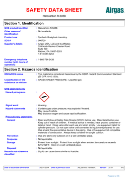 SAFETY DATA SHEET Halocarbon R-508B