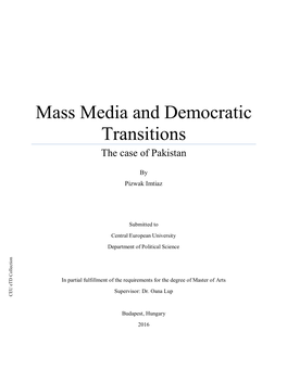 Mass Media and Democratic Transitions the Case of Pakistan