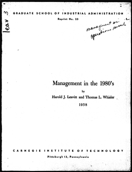 Management in the 1980'S by Harold J