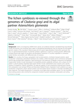 The Lichen Symbiosis Re-Viewed Through the Genomes of Cladonia