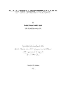 Social and Environmental Risk and the Development of Social Complexity in Precolumbian Masaya, Nicaragua