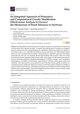 An Integrated Approach of Proteomics and Computational Genetic Modiﬁcation Effectiveness Analysis to Uncover the Mechanism of Flood Tolerance in Soybeans