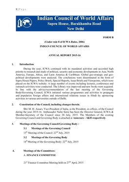 Page FORM B (Under Rule 8 of ICWA Rules, 2006) INDIAN COUNCIL OF
