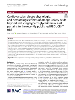 Cardiovascular, Electrophysiologic, and Hematologic Effects of Omega-3 Fatty Acids Beyond Reducing Hypertriglyceridemia: As It P