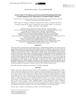 Seroprevalence of Toxoplasma Gondii and Associated Hematological Alterations in Small Ruminants of D.G