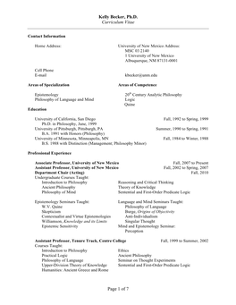 Kelly Becker, Ph.D. Curriculum Vitae Page 1 of 7