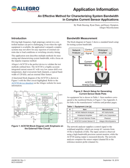 Application Information an Effective Method for Characterizing System Bandwidth in Complex Current Sensor Applications