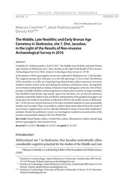 The Middle, Late Neolithic and Early Bronze Age Cemetery in Skołoszów, Site 7, Dist