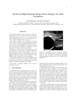 Strobe Lit High Dynamic Range Stereo Imagery for Dark Navigation