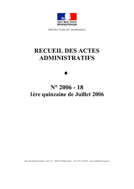 Recueil Des Actes Administratifs N° 2006-18