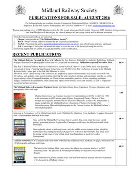PUBLICATIONS for SALE: September 2007