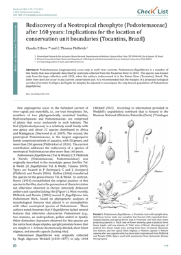 Podostemaceae) After 160 Years: Implications for the Location Of