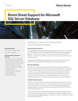 Third-Party Support for Microsoft SQL Server Database | Rimini Street