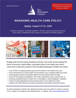 Managing Health Care Policy