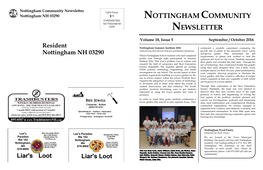 Nottingham Community Newsletter USPS Permit Nottingham NH 03290 # 1 NOTTINGHAM COMMUNITY STANDARD MAIL NOTTINGHAM NH 03290 NEWSLETTER