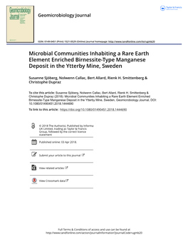 Geomicrobiology Journal | Sjöberg Et