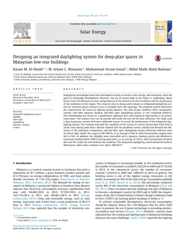 Designing an Integrated Daylighting System for Deep-Plan Spaces in Malaysian Low-Rise Buildings ⇑ Karam M