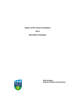 Papers of PLV Action Committee P212 Descriptive Catalogue