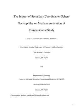 The Impact of Secondary Coordination Sphere Nucleophiles