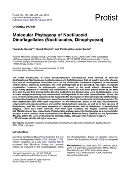 Molecular Phylogeny of Noctilucoid Dinoflagellates (Noctilucales