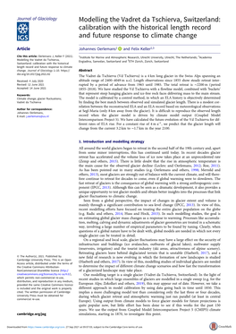 Modelling the Vadret Da Tschierva, Switzerland: Calibration with the Historical Length Record and Future Response to Climate Change